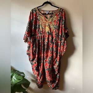 Vintage Boho Embroidered Kaftan Dress Center Aisle